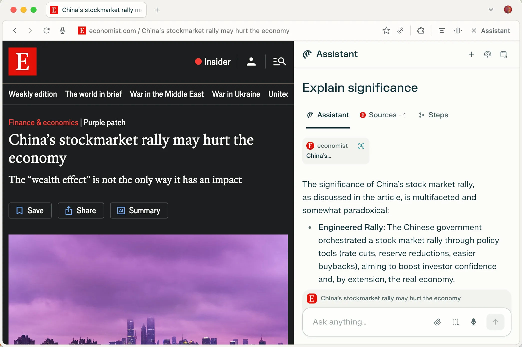 Perplexity Comet with Assistant mode